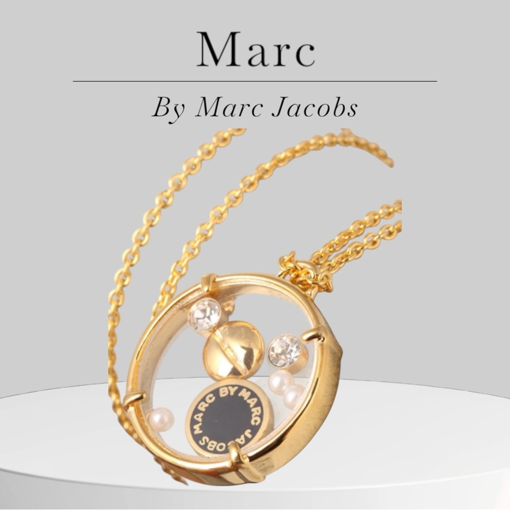 Marc by Marc Jacobs Gold/Black Floating Charms Pendant Necklace Gold Tone NWT